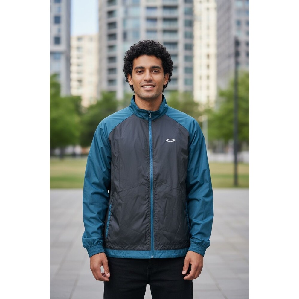 Oakley Rare Vintage Nylon Windproof Jacket Green Gray Teal Windbreaker M